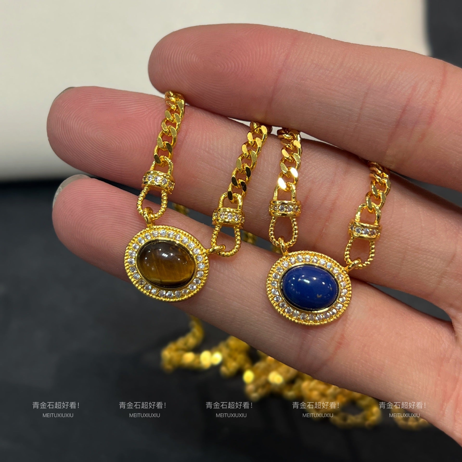 Lapis Lazuli Pendant Light Luxury Collarbone Chain