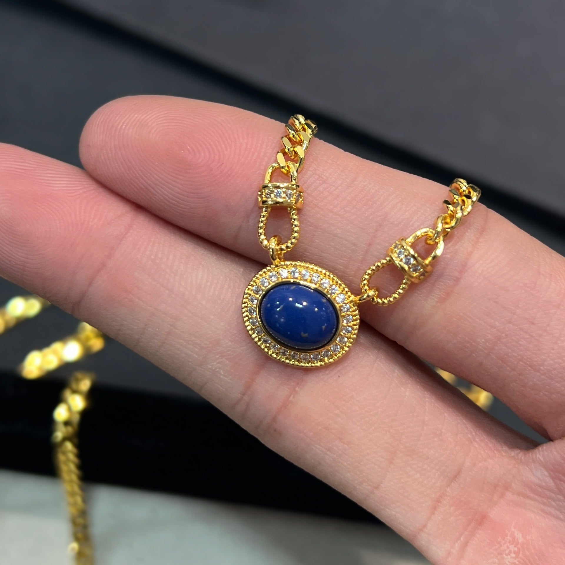 Lapis Lazuli Pendant Light Luxury Collarbone Chain